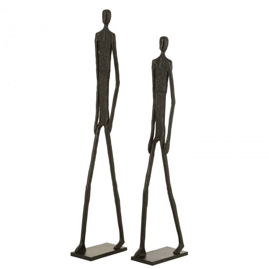 J Line Set De 2 Statue Marche Aluminium Noir L35xB18xH150 cm JLine 52303 by Jolipa 52303.