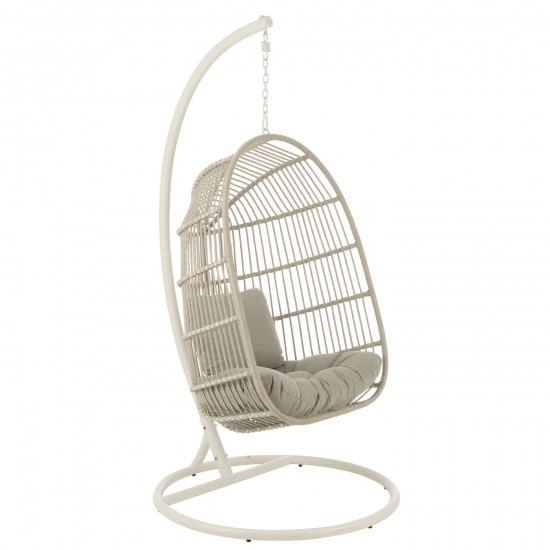 J Line Fauteuil Suspendu Egga Acier Corde Gris L120xB83xH63 cm JLine 52361 by Jolipa 52361.