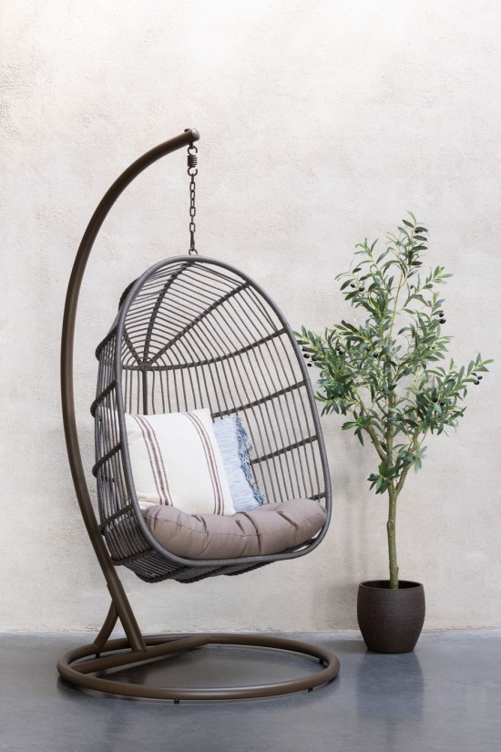 J Line Fauteuil Suspendu Egga Acier Corde Brun L197xB55xH6 cm JLine 52365 by Jolipa 52365.