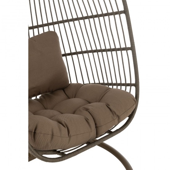 Jolipa Poltrona Sospesa Egga Acciaio/Corda Marrone.