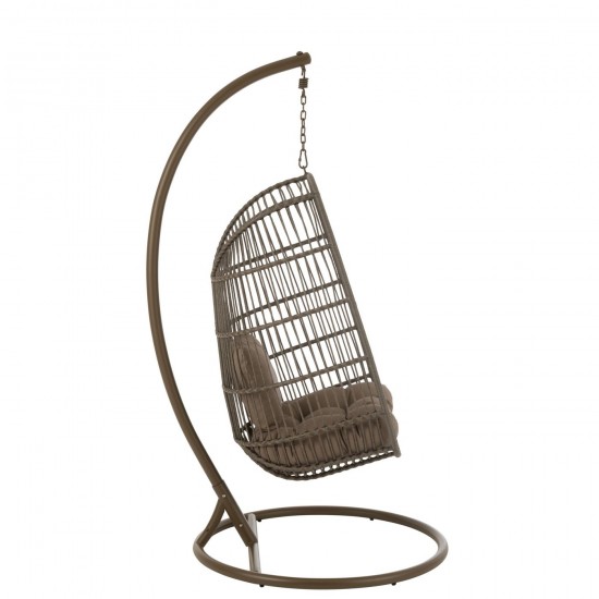 J-Line J Line chaise suspendue oeuf Jolipa Fauteuil Suspendu Egga Acier Corde Brun.