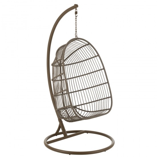 J-Line J Line chaise suspendue oeuf Fauteuil Suspendu Egga Acier Corde Brun.