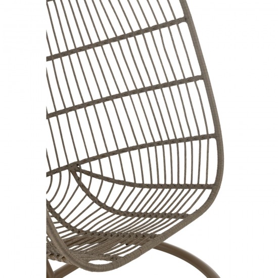 J-Line Poltrona Sospesa Egga Acciaio/Corda Marrone.