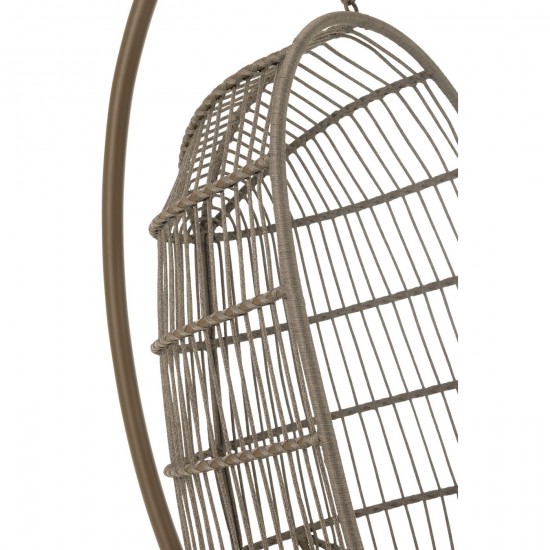 J-Line Silla Suspendida Egga Acero/Soga Marrón.