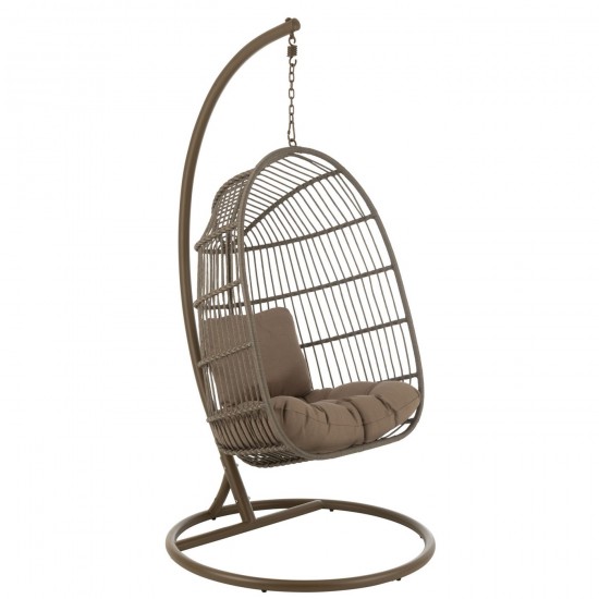 J Line Fauteuil Suspendu Egga Acier Corde Brun L197xB55xH6 cm JLine 52365 by Jolipa 52365.