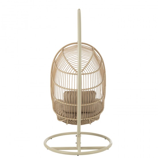 Jolipa Fauteuil Suspendu Egga Acier Corde Beige.