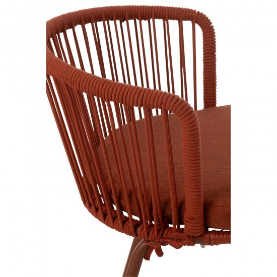 J-Line Sedia Toa Acciaio/Corda Rosso.