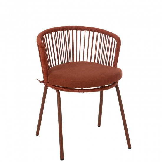 J Line Chaise Toa Acier Corde Rouge L57xB56xH75 cm JLine 52373 by Jolipa 52373.