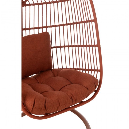 Jolipa Poltrona Sospesa Egga Acciaio/Corda Rosso.