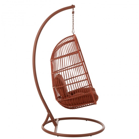 J-Line J Line chaise suspendue oeuf Jolipa Chaise Suspendu Egga Acier Corde Rouge.