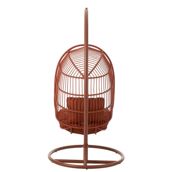 Jolipa Chaise Suspendu Egga Acier Corde Rouge.