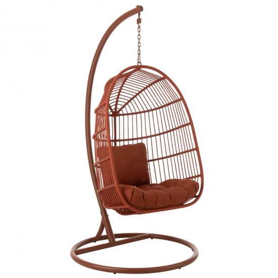 J Line Chaise Suspendu Egga Acier Corde Rouge L103xB103xH195 cm JLine 52374 by Jolipa 52374.