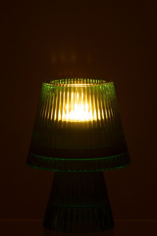 J-Line J Line photophores Jolipa Chandelier Chapeau Verre Vert.