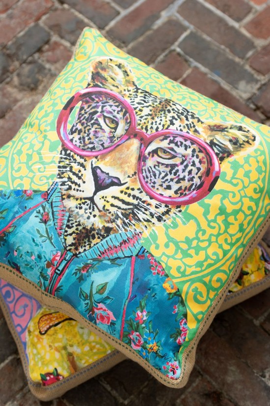 Jolipa Coussin Tigre Popart Polyester Lin Mix.