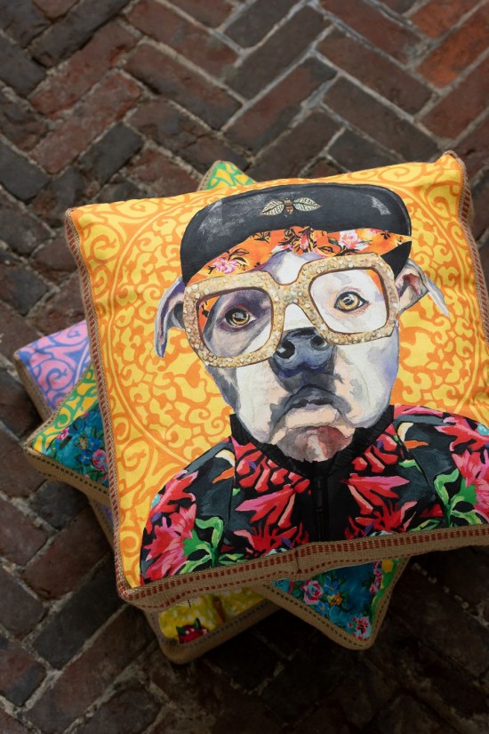 Jolipa Coussin Chien Popart Polyester Lin Mix.