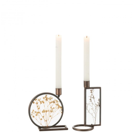 J Line Chandelier Mob Fer Cuivre Jaune L15xB5xH15 cm JLine 52428 by Jolipa 52428 Assortiment de 2 pcs.