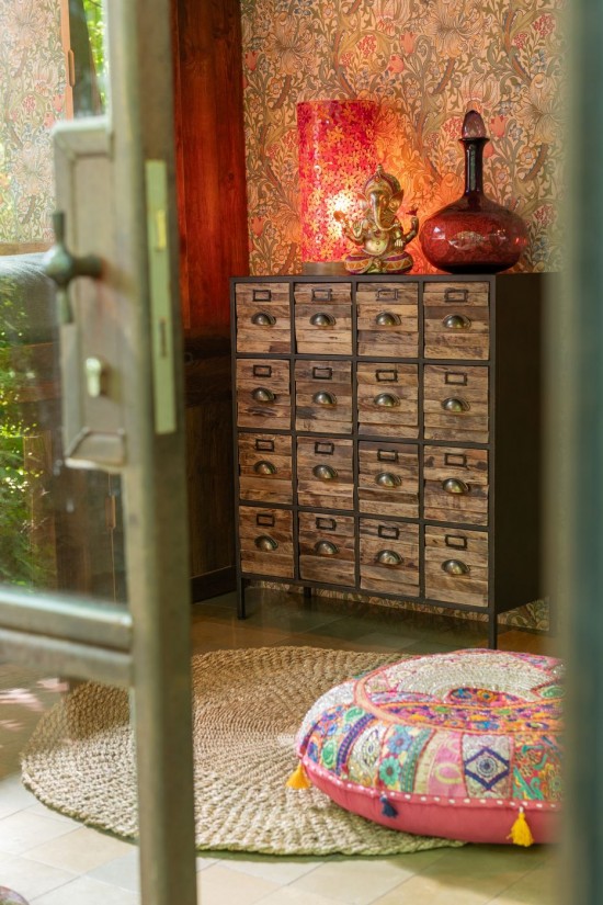 J Line Armoire 16 Tiroires Bois Met Brun L81xB33xH92 cm JLine 52443 by Jolipa 52443.