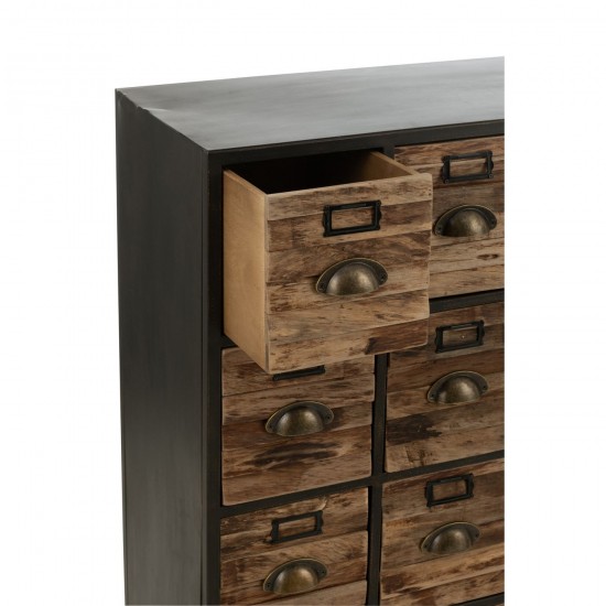 J-Line J Line armoires Armoire 16 Tiroires Bois Met Brun.