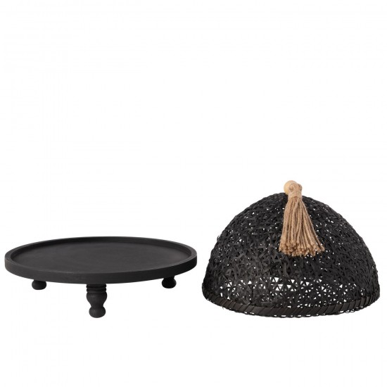 J-Line J Line Plateau de service plateaux de service Jolipa Cloche Alimentaire Bois De Sapin Noir.
