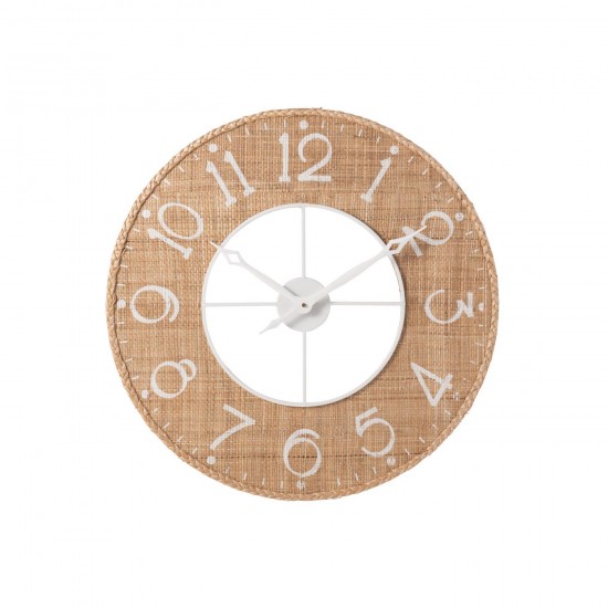J Line Horloge Sodi Mdf Naturel Blanc L60xB60xH6 cm JLine 52508 by Jolipa 52508.