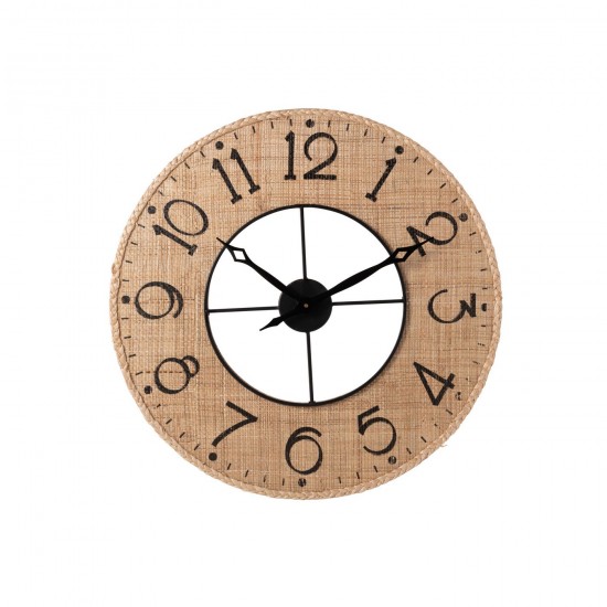 J Line Horloge Sodi Mdf Naturel Black L60xB60xH6 cm JLine 52511 by Jolipa 52511.
