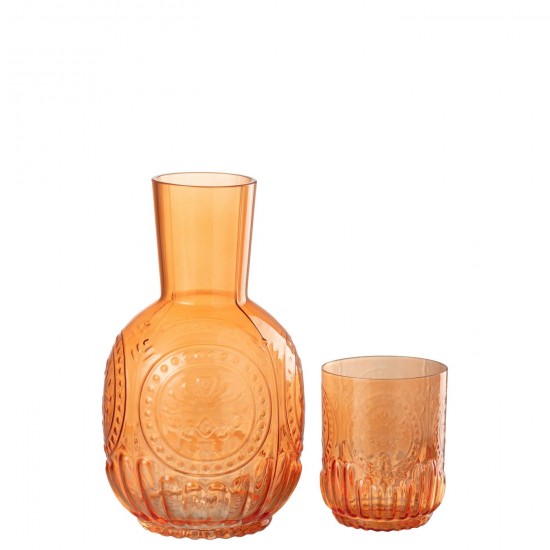 J Line Carafe+Verre Maya Verre Orange L11xB11xH22 cm JLine 52615 by Jolipa 52615.
