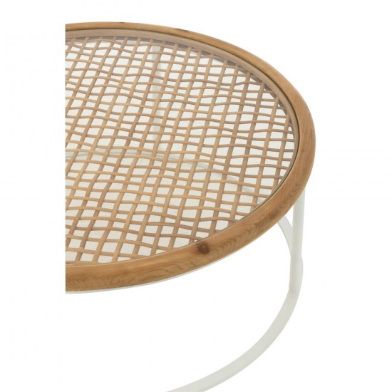 Jolipa Table Basse Mati Bois D Epice Fer Naturel Blanc.