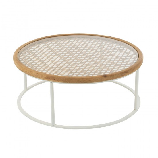 J Line Table Basse Mati Bois D'Epice Fer Naturel Blanc L90xB90xH36 cm JLine 52620 by Jolipa 52620.