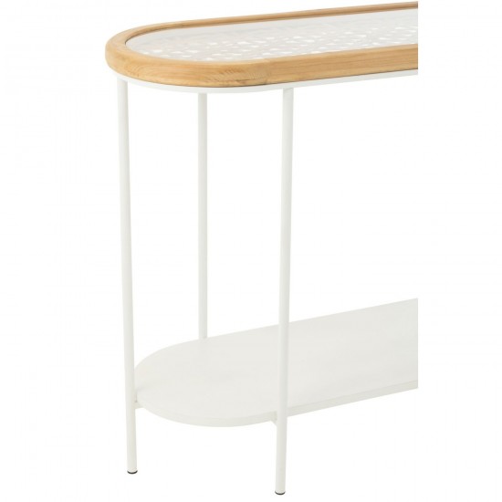 Jolipa Console Mati Bois D Epice Fer Naturel Blanc.