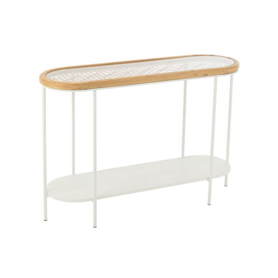 J Line Console Mati Bois D'Epice Fer Naturel Blanc L120xB40xH80 cm JLine 52621 by Jolipa 52621.