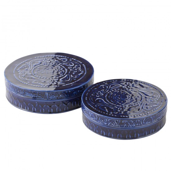 J Line Set De 2 Boites Nag Bleu Large L24xB24xH6 cm JLine 52632 by Jolipa 52632.