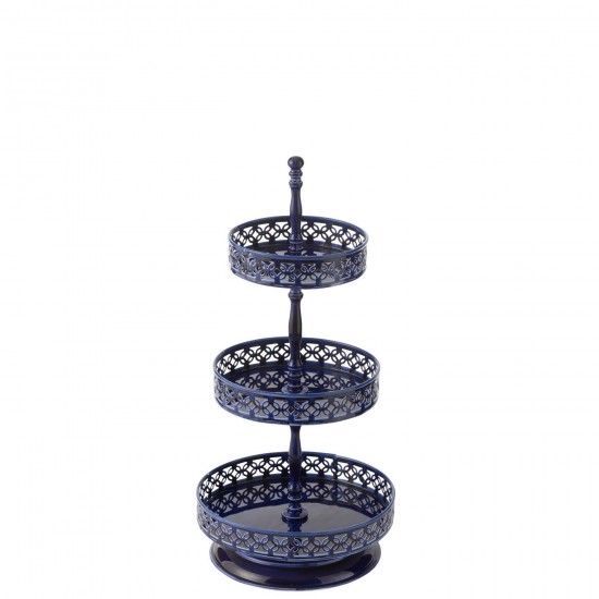 J Line Plateau Cake Nag Metal Bleu L21xB21xH55 cm JLine 52636 by Jolipa 52636.