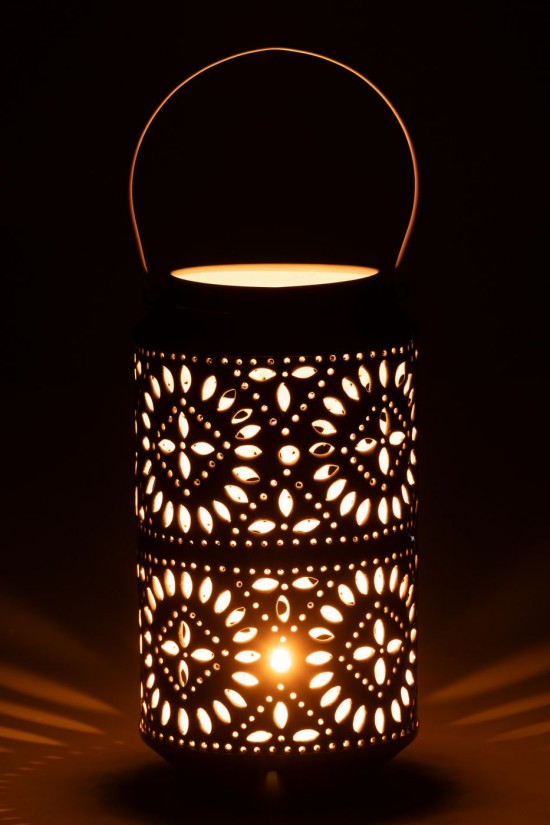 J-Line J Line lanternes photophores Jolipa Lanterne Nag Metal Bleu Blanc Large.