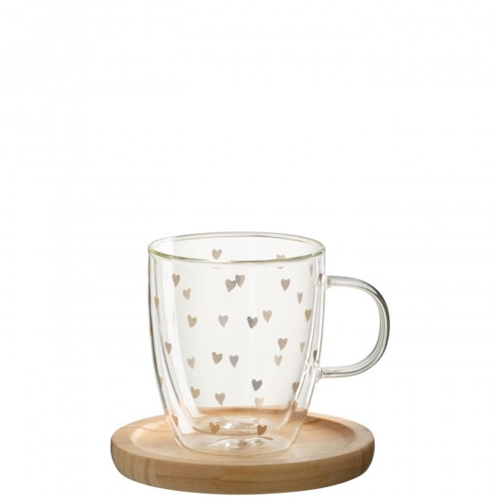 J Line Mug Coeur Verre Transparent Or L9xB13xH11 cm JLine 52692 by Jolipa 52692.