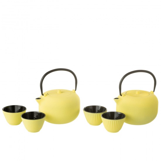 J-Line J Line théières Jolipa Boite 1 Theiere Metal Jaune Assortiment De 2.