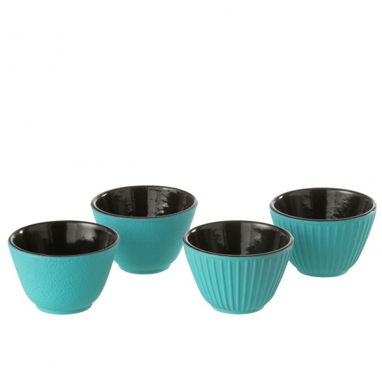 J Line Boite 2 Tasse A The Metal Bleu L8xB8xH5 cm JLine 52796 by Jolipa 52796 Assortiment de 2 pcs.