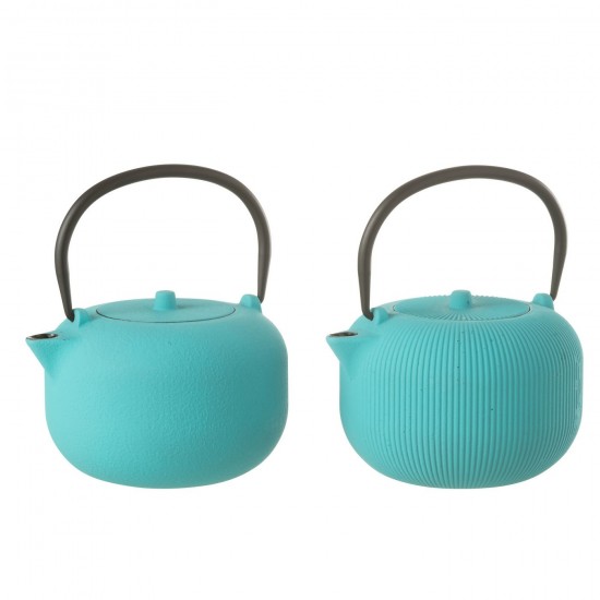 J Line Boite 1 Theiere Metal Bleu L16xB14xH12 cm JLine 52797 by Jolipa 52797 Assortiment de 2 pcs.