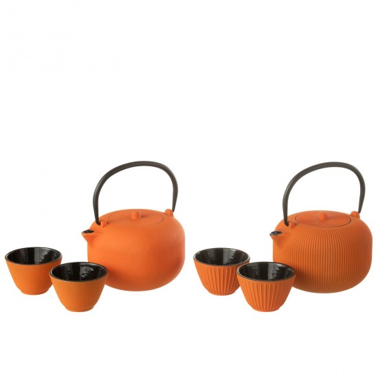 J-Line J Line théières Jolipa Boite 1 Theiere Metal Orange Assortiment De 2.