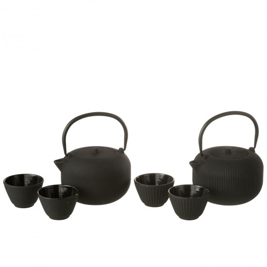 J-Line J Line théières Jolipa Boite 1 Theiere Metal Noir Assortiment De 2.