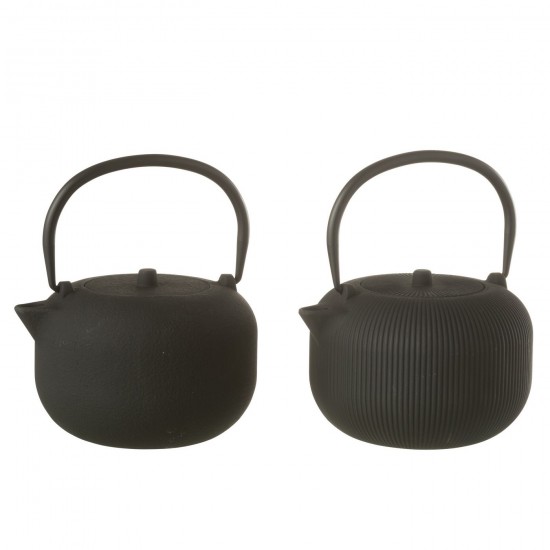 J Line Boite 1 Theiere Metal Noir L16xB14xH12 cm JLine 52809 by Jolipa 52809 Assortiment de 2 pcs.