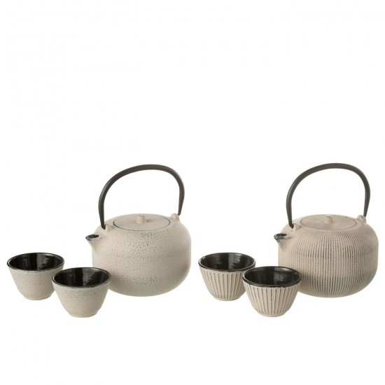 J-Line J Line théières Jolipa Boite 1 Theiere Metal Beige Assortiment De 2.