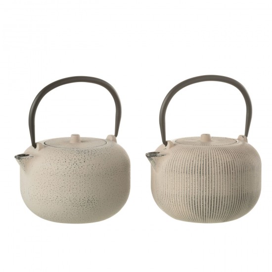 J Line Boite 1 Theiere Metal Beige L16xB14xH12 cm JLine 52825 by Jolipa 52825 Assortiment de 2 pcs.