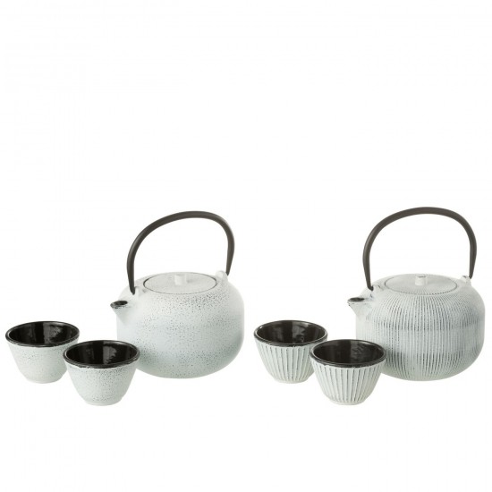 J-Line J Line boites Jolipa Boite 1 Theiere Metal Blanc Assortiment De 2.