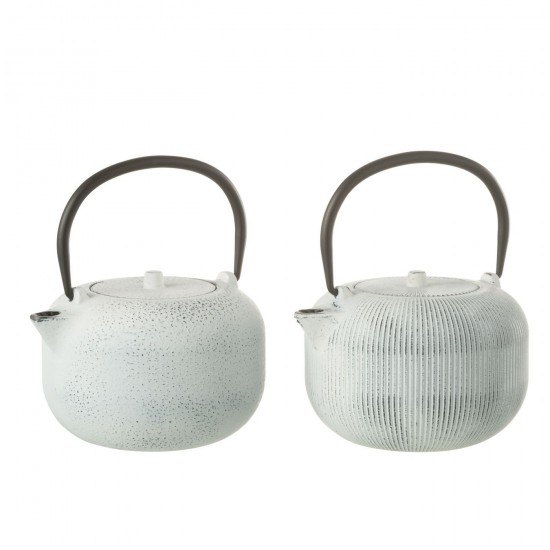 J Line Boite 1 Theiere Metal Blanc L16xB14xH12 cm JLine 52829 by Jolipa 52829 Assortiment de 2 pcs.