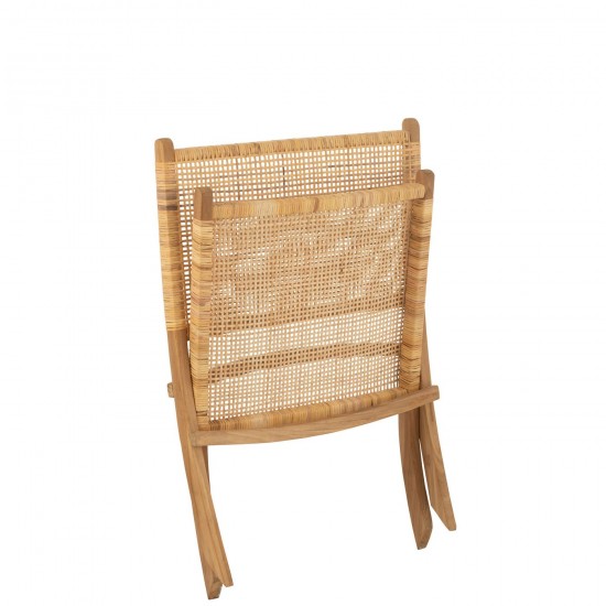 J-Line Sedia Pieghevole Rattan/Teak Naturale.