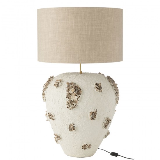 J Line Lampe+Abat Jour Jilly Terre Cuite Blanc Marron L60xB60xH105 cm JLine 52971 by Jolipa 52971.