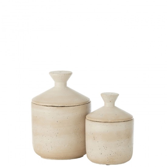 J-Line J Line pots a de provision Jolipa Pot Decoratif Olina Ciment Creme Large.