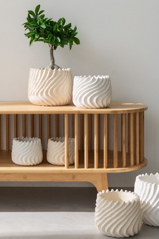 Jolipa Cachepot Maris Ciment Blanc Creme Large Assortiment De 2.