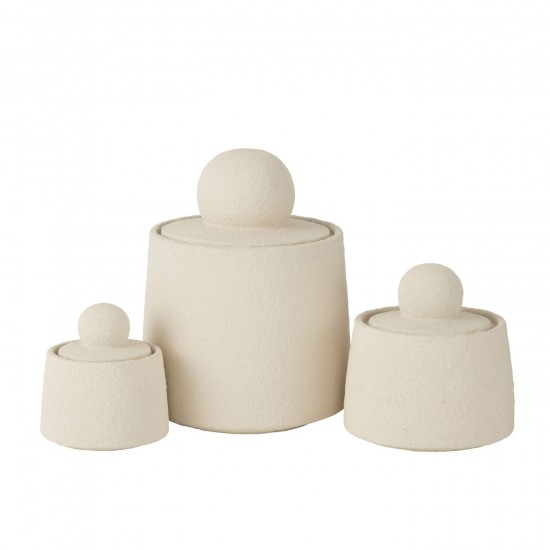 J Line Set 3 Pot Decoratif Maris Ciment Creme L21xB21xH27 cm JLine 53049 by Jolipa 53049.