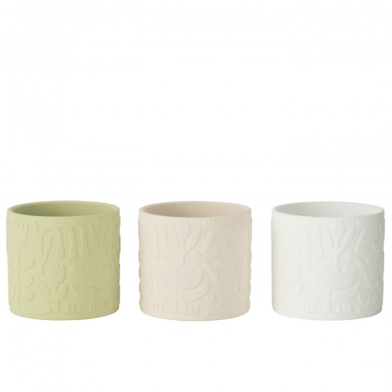 J Line Cachepot Aloha Terracotta Mix Large L14xB14xH13 cm JLine 53055 by Jolipa 53055 Assortiment de 3 pcs.
